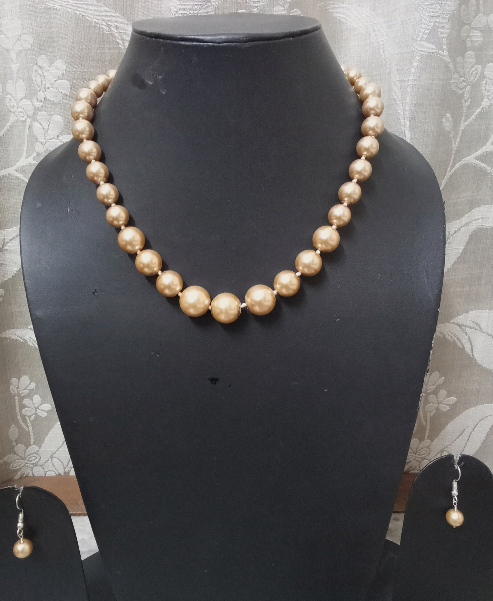 Three Freshwater Pearl Necklace w Brown Cord – Song Lily